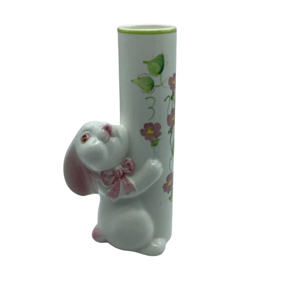 Vintage F.T.D.A. Weiss Brazil Porcelain Bunny Bud Vase‎ Easter 7.75”